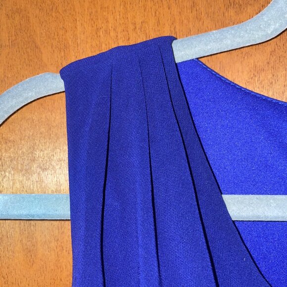 Modcloth Mystic Sleeveless Blue Polyester Dress Pleated Front Design & Waist Tie - Picture 4 of 9